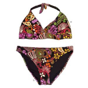 VICTORIA'S SECRET BROWN PAISLEY PRINT COLORFUL 2 PC BIKINI TOP AND BOTTOM L/XL